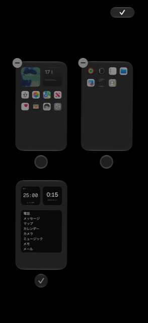 ほかのホーム画面ページを非表示にしているところ。