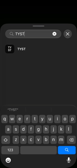 Searching for TYST in the widget gallery.