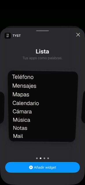 Eligiendo el widget grande de TYST.