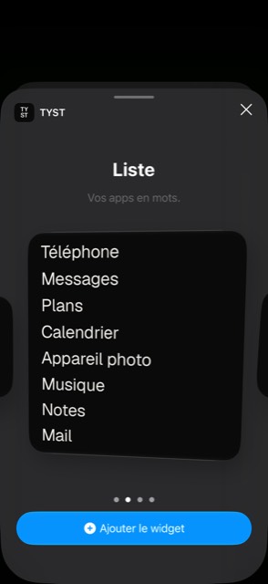 Choix du grand widget TYST.