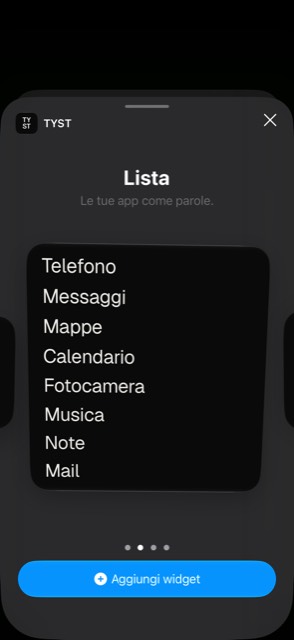 La scelta del widget grande di TYST.